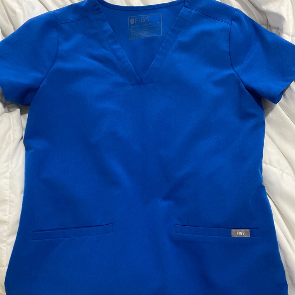 FIGS royal blue scrub top